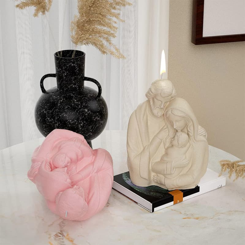 Scented Candle European Family Silicone Mold DIY Madonna and Child Gypsum Figurine Epoxy Mold