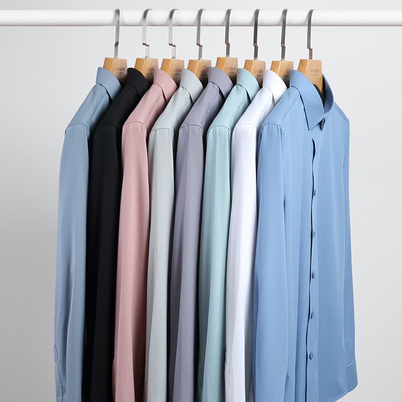 [Mulberry Silk in 8 Colors] New High-End Mulberry Silk White Shirt for Men, Elastic, Wrinkle-Free, Casual Business Shirt