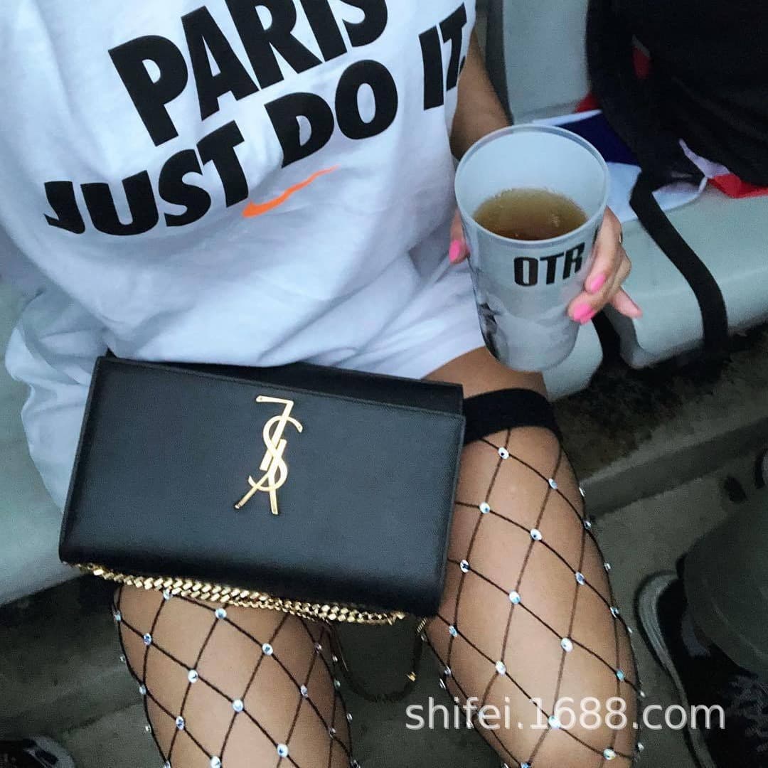 Cross-border hot-selling white diamond sparkling mesh over-the-knee socks, high socks with rhinestone embellishments, and fishnet stockings.
