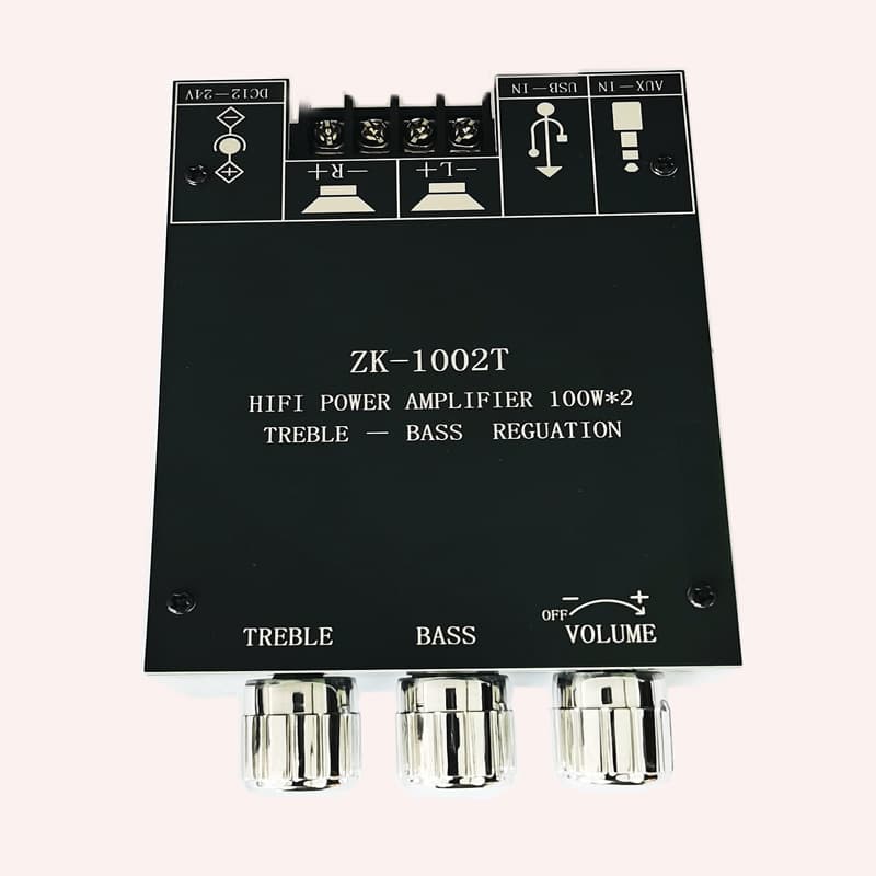 New ZK-1002TB 2.0 Channel Bluetooth Digital Amplifier Module with High and Low Frequency Adjustment, TPA3116 Amplifier Board