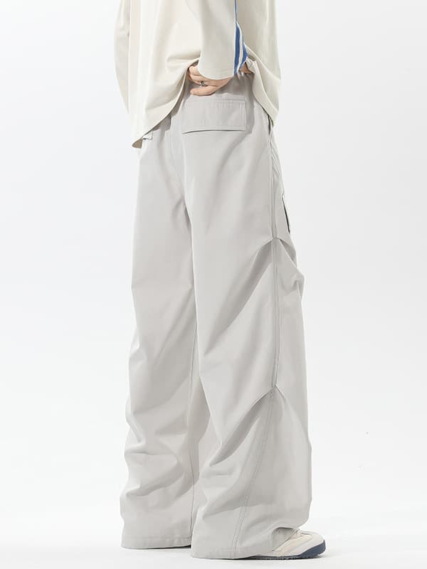 Men's Pleated Design Outdoor Pants for Spring and Autumn, American Style, Functional, Quick-Drying, Loose Straight Leg, Paratrooper Casual Pants