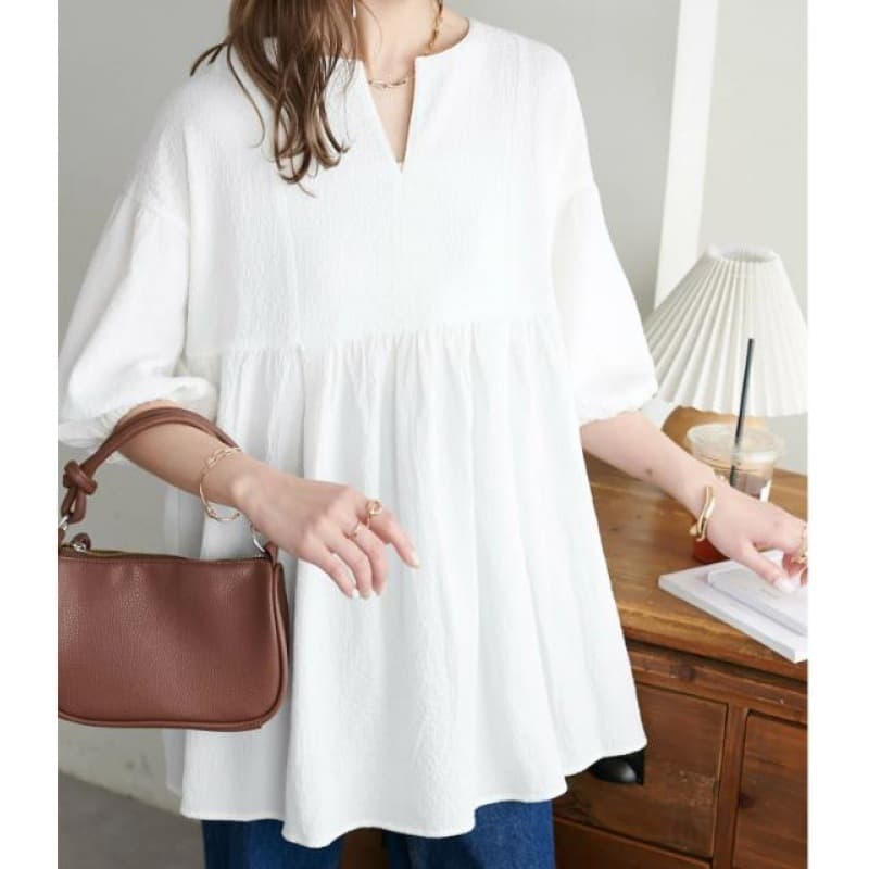 Korean Style Lace Blouse Plus Size Loose Fit Short Sleeve Top