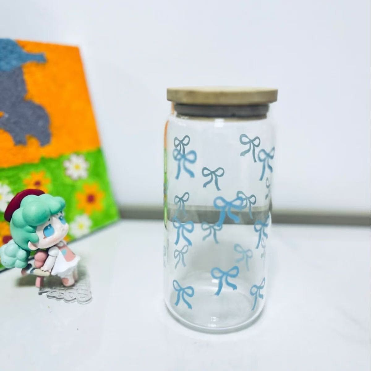 Amazon Cross-Border Bow-Tie Glass Cola Cup Coffee Milk Cold Drink Cup Cylindrical Cup High Borosilicate Heat-Resistant