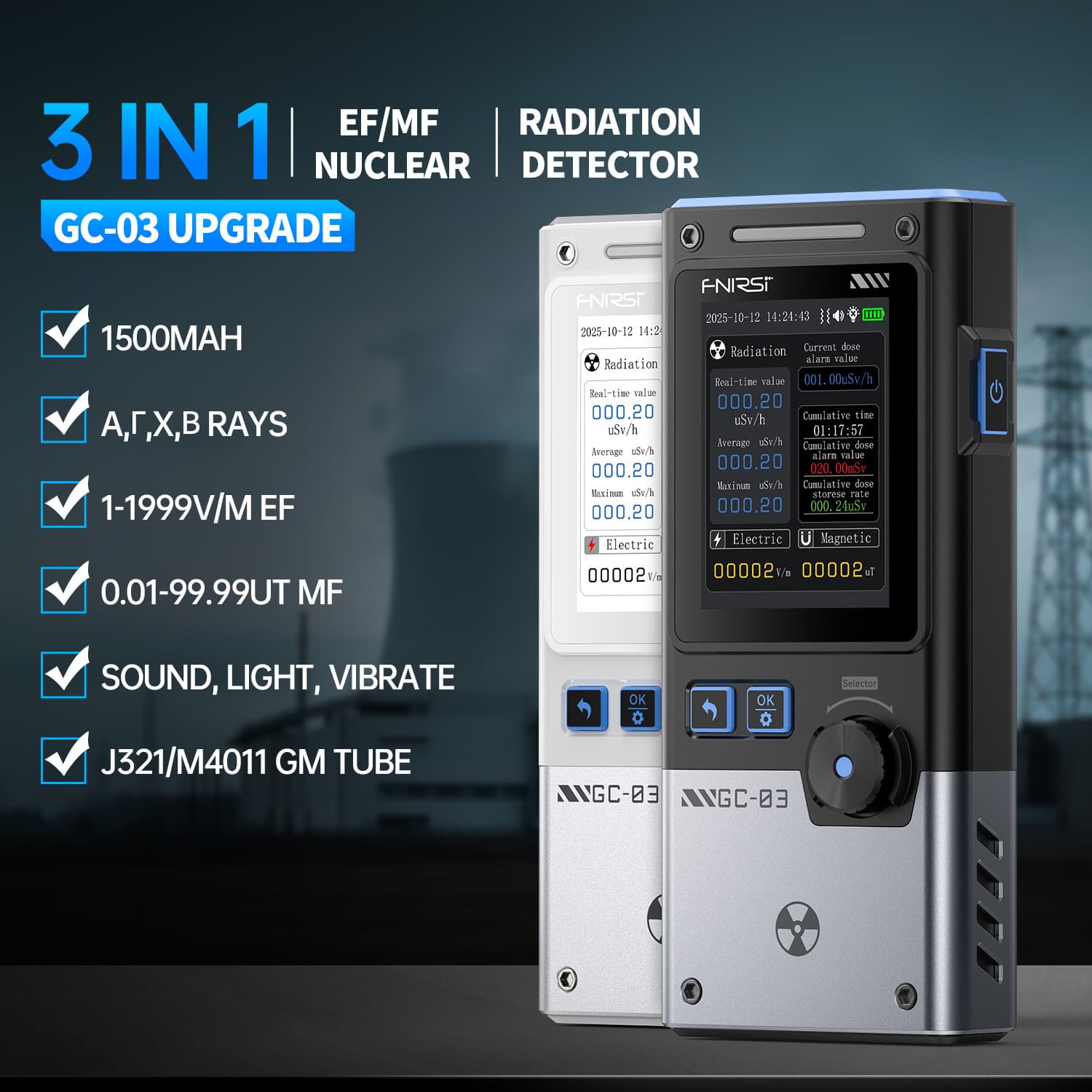 GC-03 Electromagnetic Nuclear Radiation Detector Professional Radioactive Ray Personal Dosimeter Alarm Geiger Counter