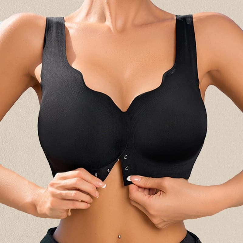 Cross-border Front Button Bra, Push-up for Small Bust, Wire-free, Seamless, Wavy Edge, Breathable Women's Bra, Thin Style for Summer