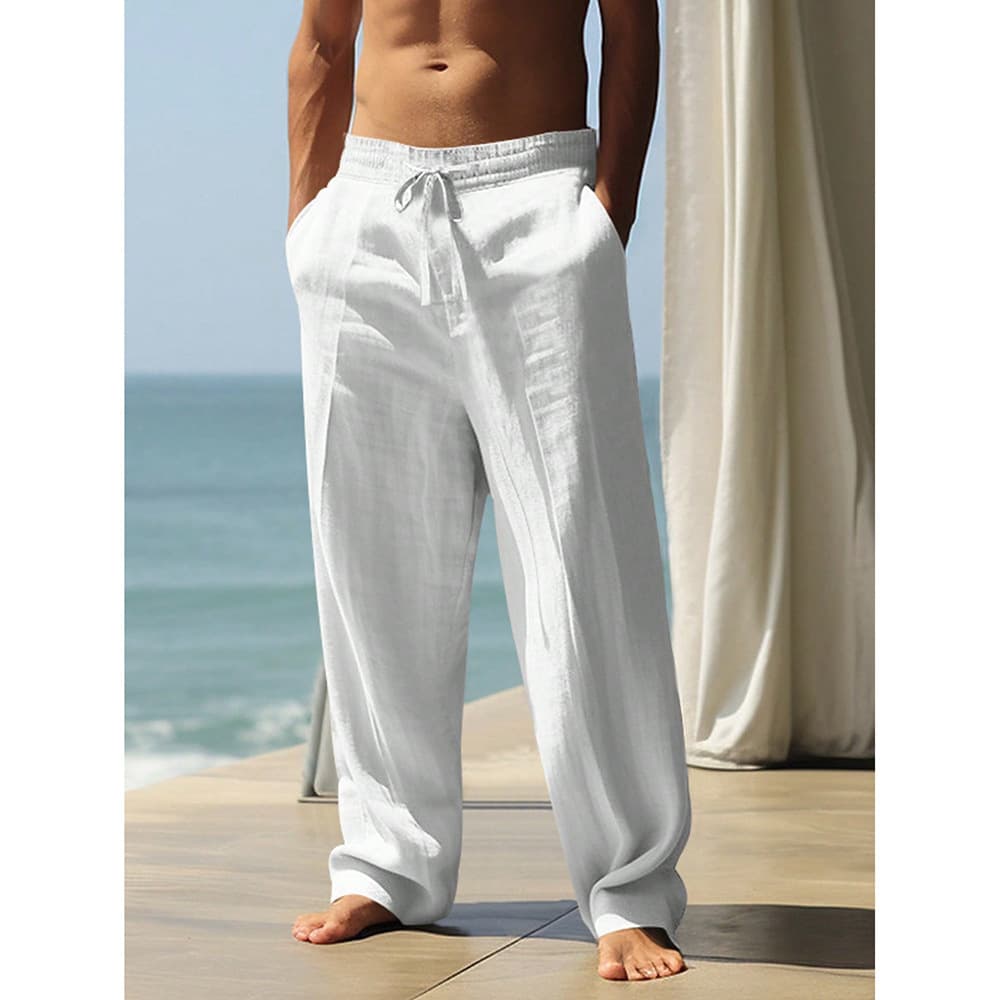 Casual Cotton Linen Loose Breathable Sport Long Pants for Men