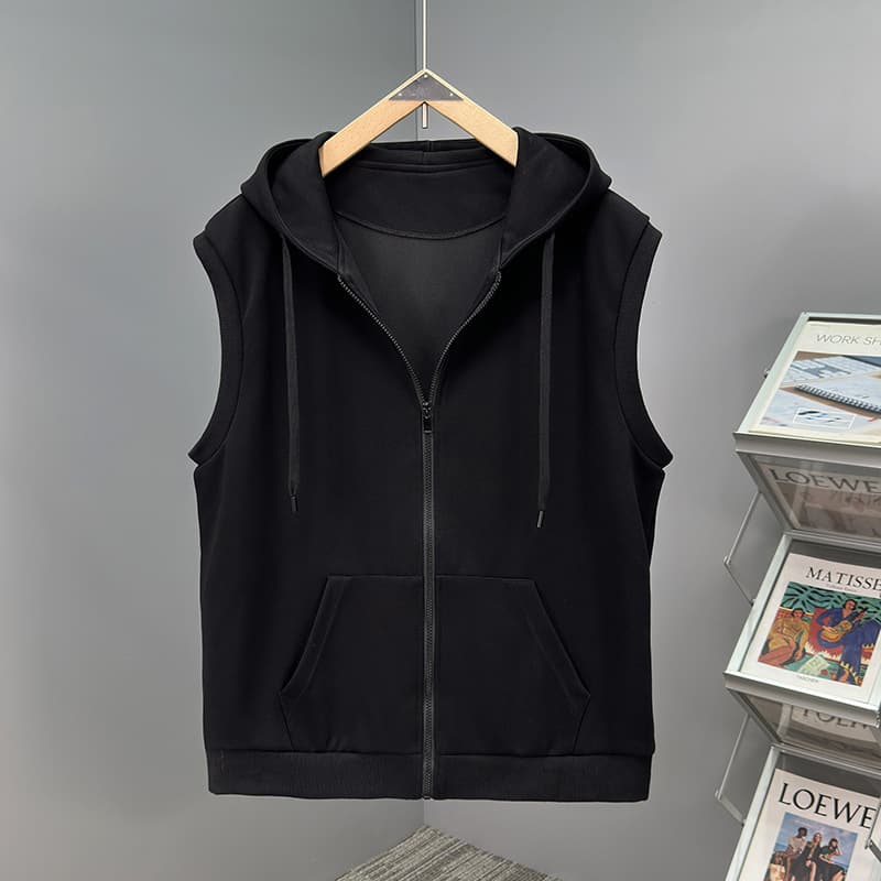 Autumn Plus Size Casual Set for Men: Loose Joggers with Hooded Vest and Sweatshirt Two-Piece Outfit