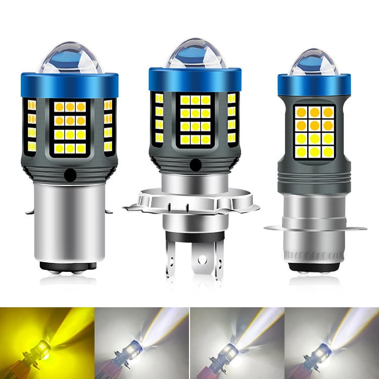 Cross-border exclusive supply of new led motorcycle headlights H4 BA20D P15D white yellow double color super bright headlight lens