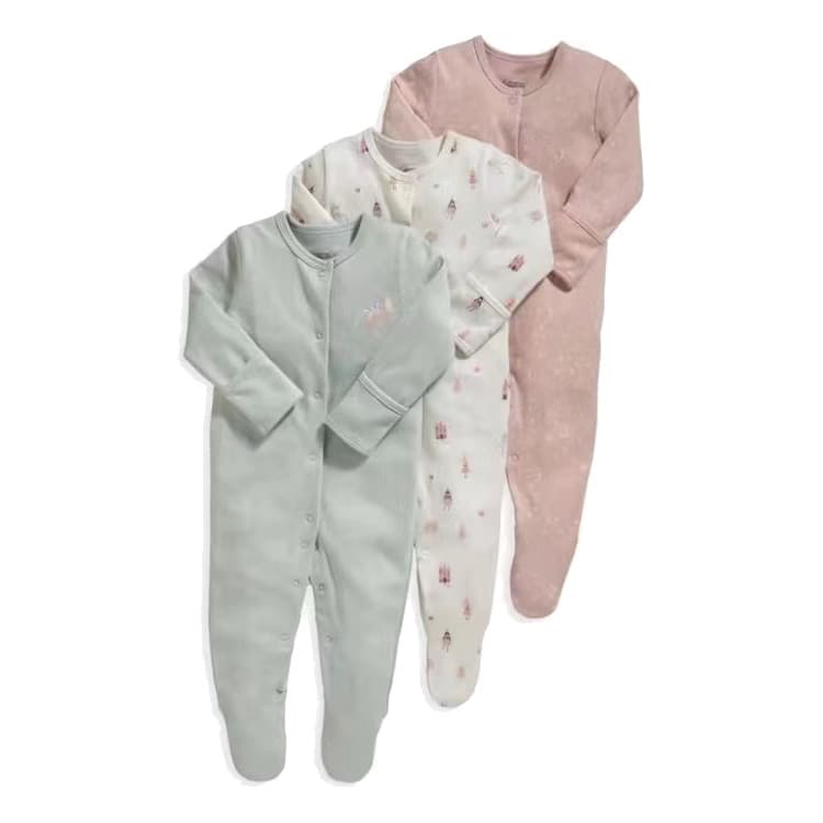 Spring/Autumn Baby Romper Long Sleeve Footed Bodysuit Infant Outfit Gift Set 3-Piece Wholesale