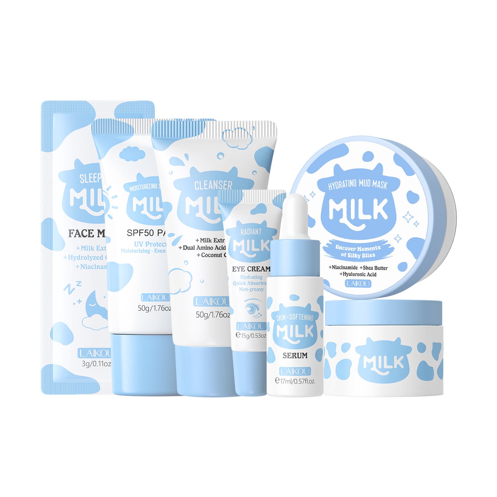 Cross-border LAIKOU Cherry Blossom Snail Milk Set Combination - Multiple Sets Available for Free Combination - FDA Cosmetics