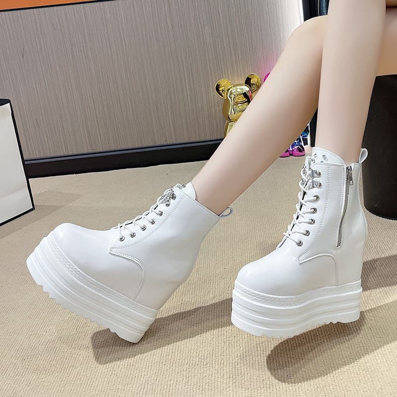 COS Height Increasing Shoes 15cm White Platform Shoes for Small and Plus Sizes, Summer Comic Con Events, Platform Shoes, Height Increasing Martin Boots