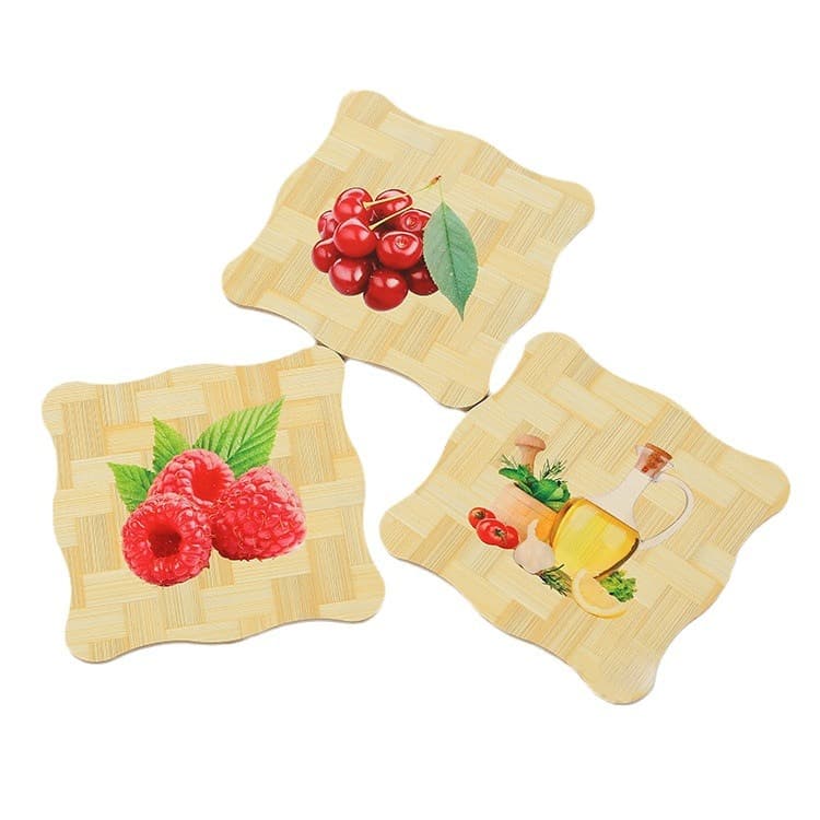 Household Square and Round Bowl Mats, Heat-Insulating Placemats, Bamboo Printed Dining Table Mats, Thickened Anti-Scalding and High-Temperature Resistant Dish Mats, Oil-Proof Bowl Mats