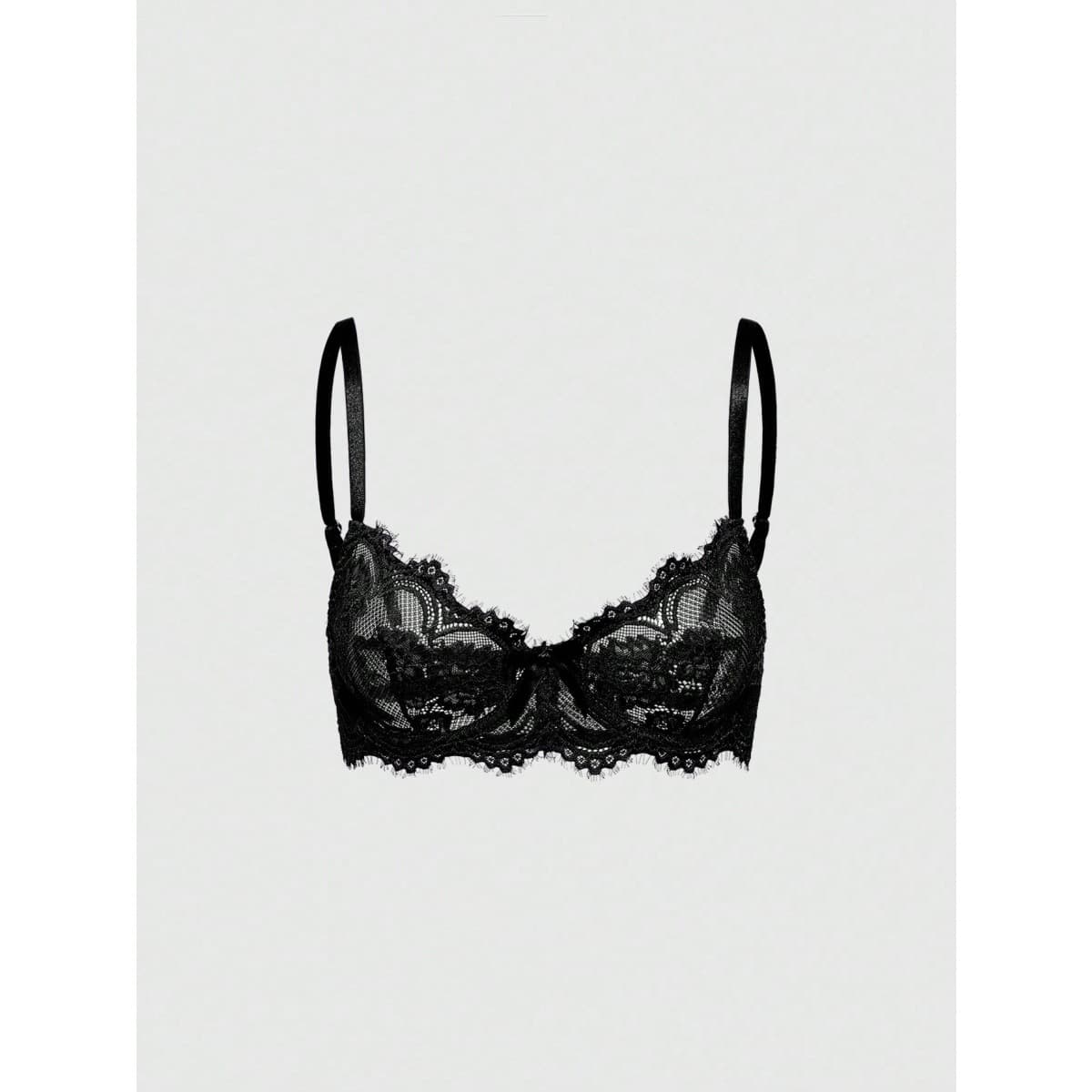 Eyelash Lace Bra Ultra-Thin See-Through No-Wire Backless Bra Customizable