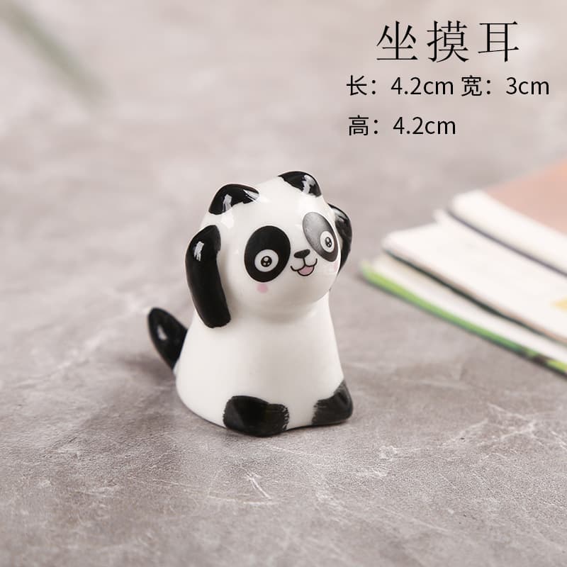 Ceramic Creative Little Panda Chopstick Rest Holder Home Table Decoration Ornament Hotel Restaurant Tabletop Pen Rest