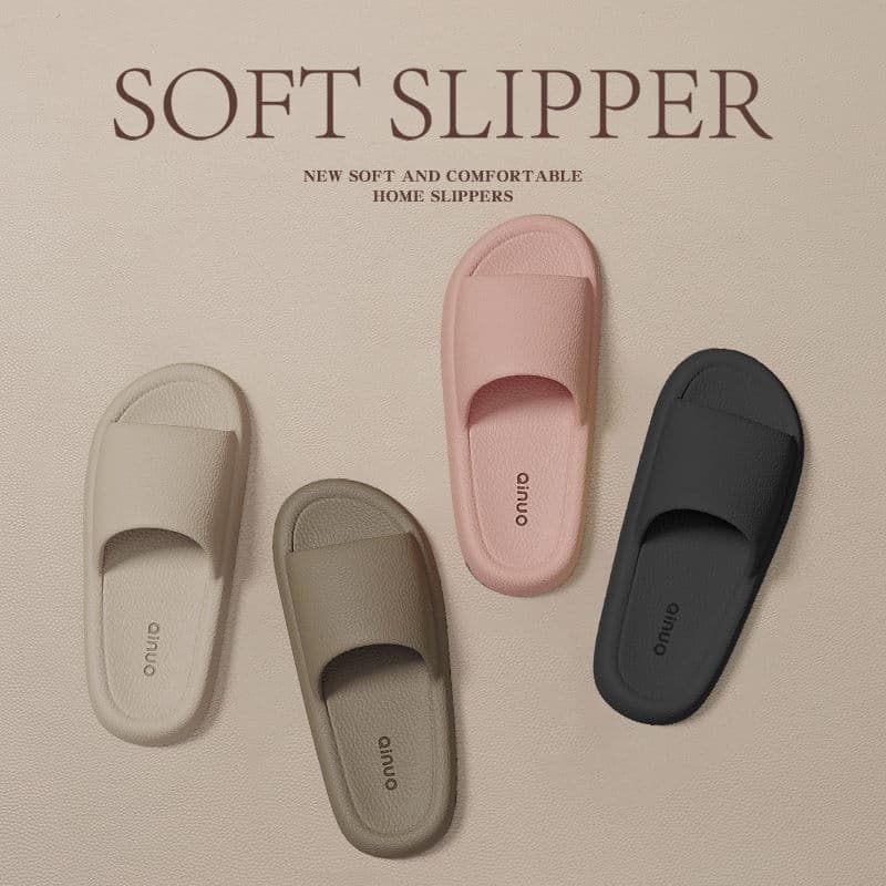 EVA Leather Texture Men's Women's Anti-Slip Bathroom Slippers Summer