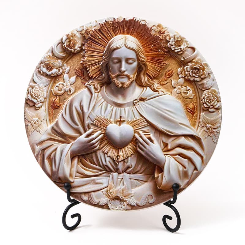 Resin Figure Hand on Heart Ornament Church Home Decor Craft