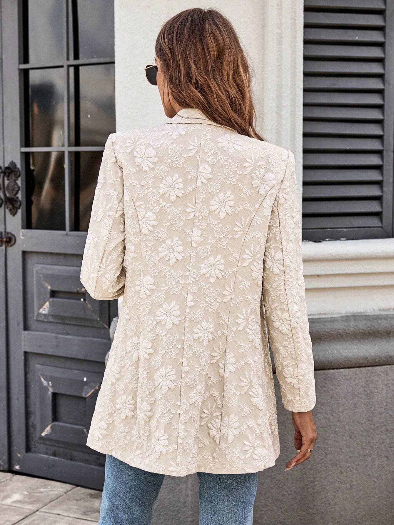 European and American Cross-Border Amazon 2026 Autumn and Winter New Jacquard Single-Button Slim-Fit Elegant Commuter Workplace Blazer for Women