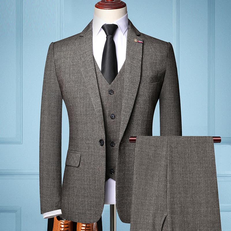 Cross-border three-piece suit, slim fit plaid formal men's casual Korean style trendy groom suit, foreign trade