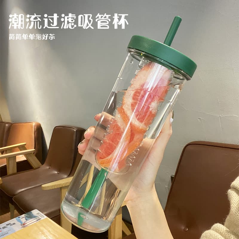 Summer Plastic Water Cup for Students and Couples - High-Aesthetic Ins Style Juice Cup, Straw Water Bottle Wholesale