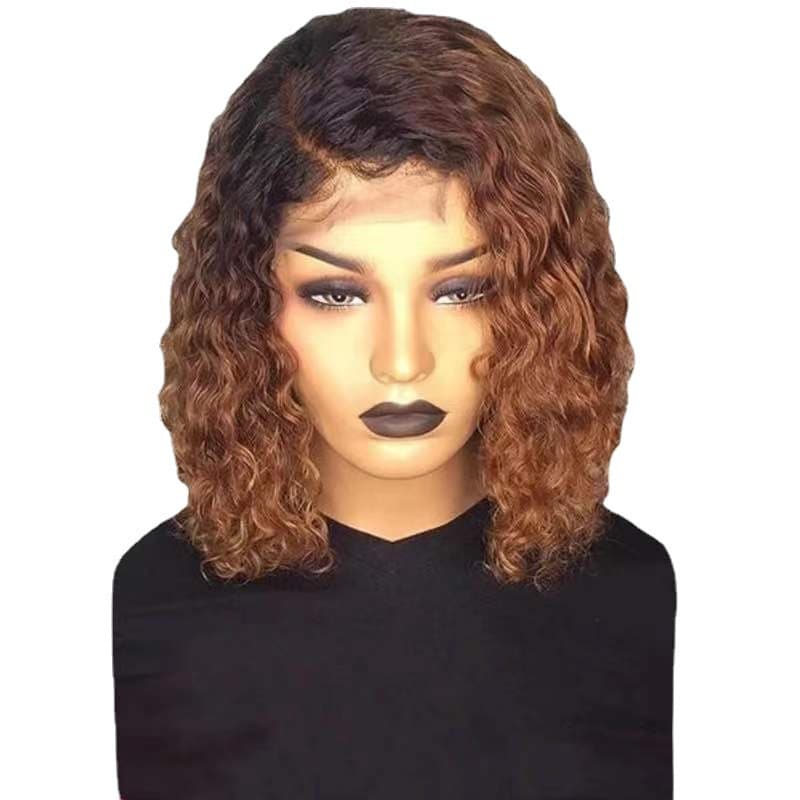 European and American Amazon Wig Women's African Small Long Curly Hair Full Head Cover Mechanism Half Hand-Woven Front Lace Fiber Hair