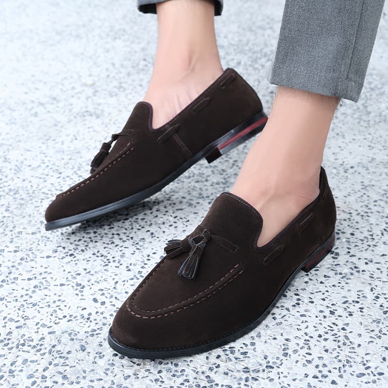 703-2 Loafers Men's Slip-On Moccasins, Size 48 Fringe Loafers, Export