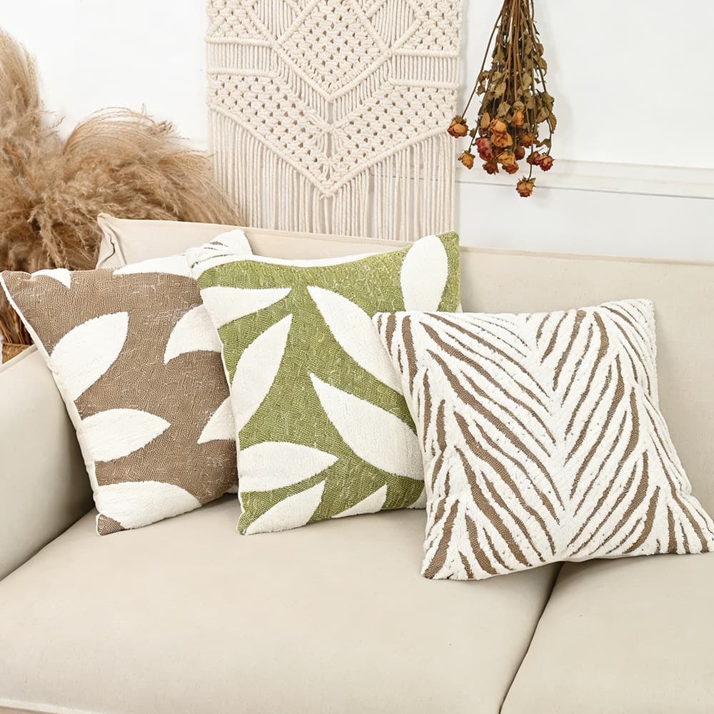 Cross-Border Nordic Ins Bohemian Leaf Jacquard Throw Pillow Cushion for Living Room Sofa Bedroom Fabric Decoration
