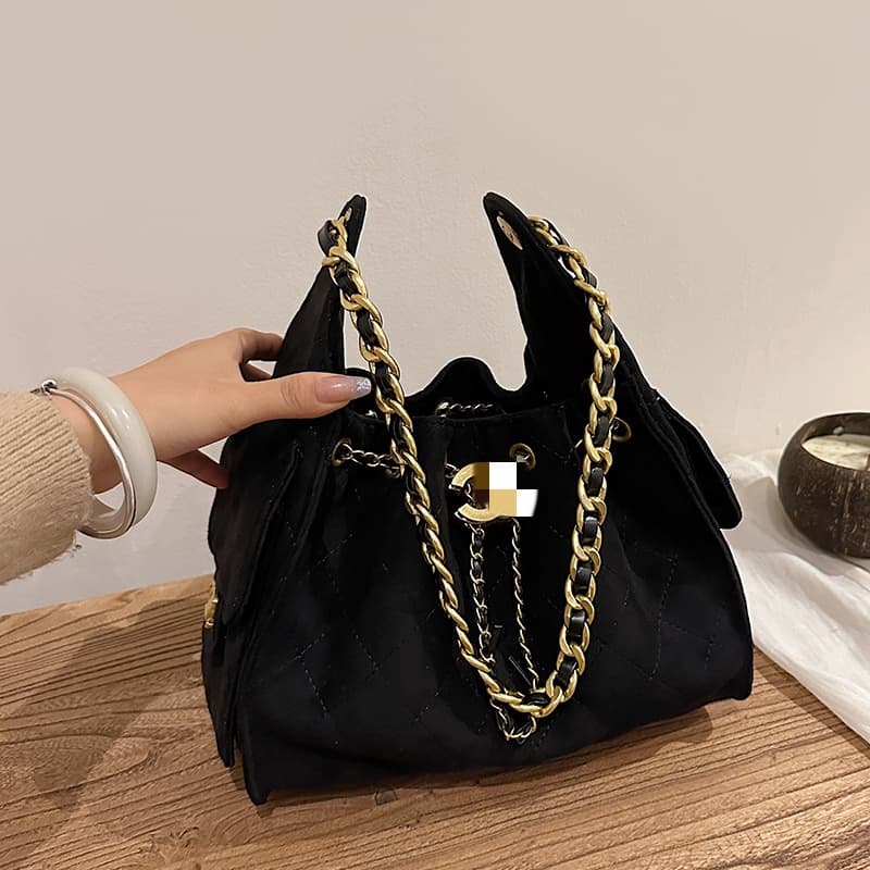 Cross-border Premium Vintage Chanel-Style Diamond Quilted Chain Tote Bag for Women, Large Capacity Tote Bag Handbag Shoulder Bag