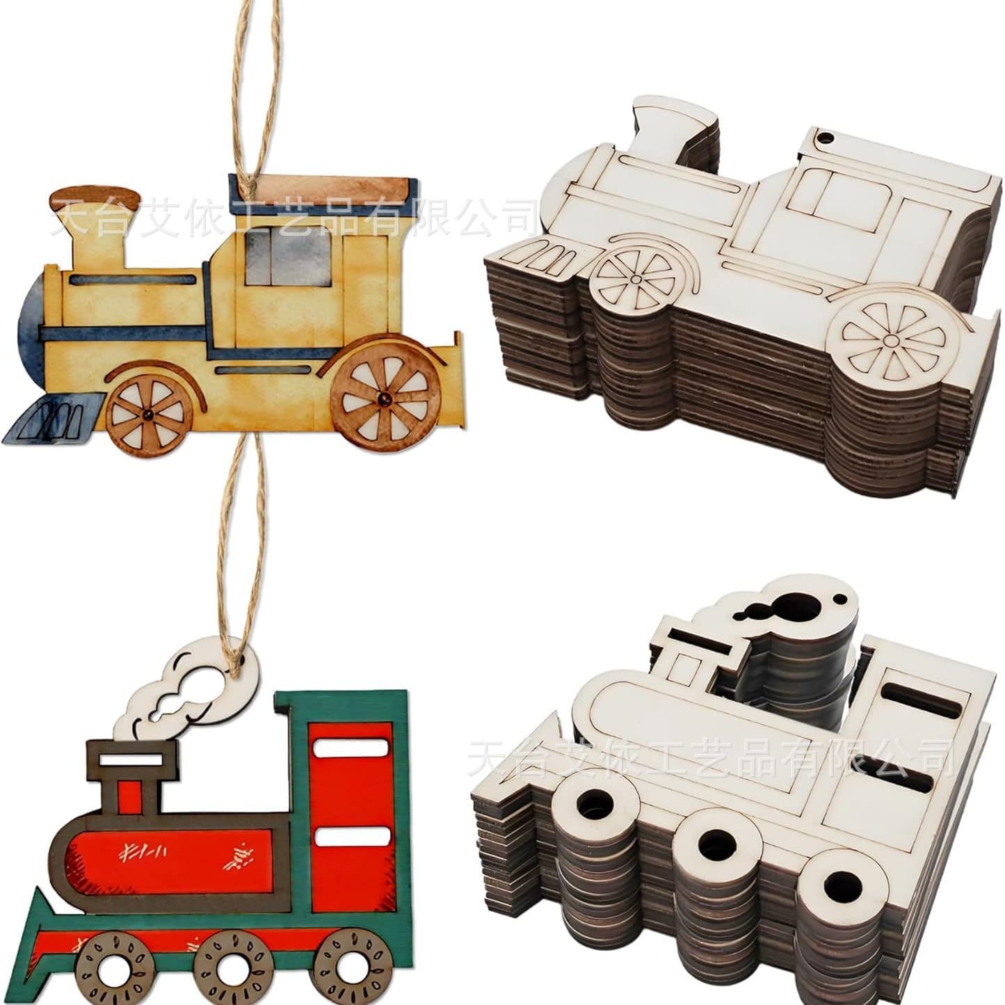 Wooden Car Hollow Tractor Shape Wood Pieces Wooden Children's Educational Handmade Painting Decoration Graffiti Crafts