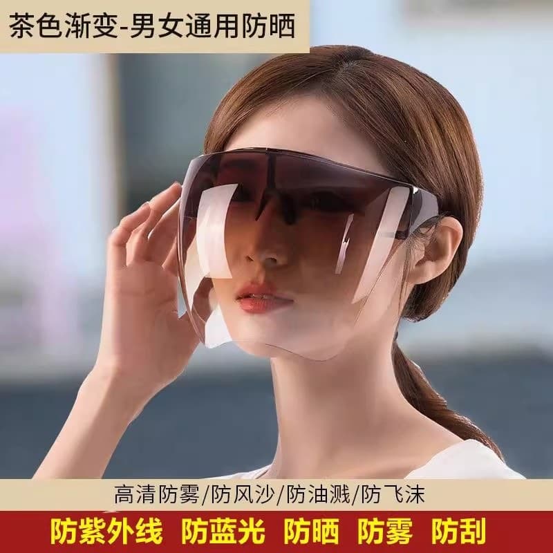 Transparent Full-Face Protective Mask, Anti-Droplet, Anti-Fog, Windproof, Eye Protection Mask, Head Cover, Dust-Proof, Multi-Functional, Oil-Proof Face Shield