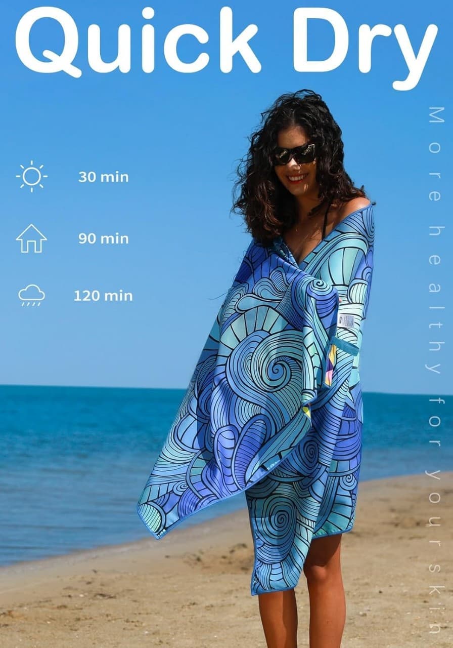 Benard Mandala Bath Towel Beach Towel All-in-One Bag Backpack Foldable Portable Drawstring Beach Towel