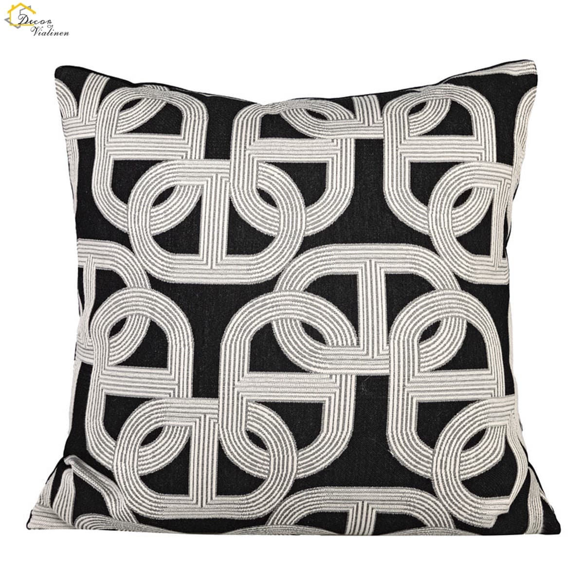 A high-precision black and white coin patterned pillowcase