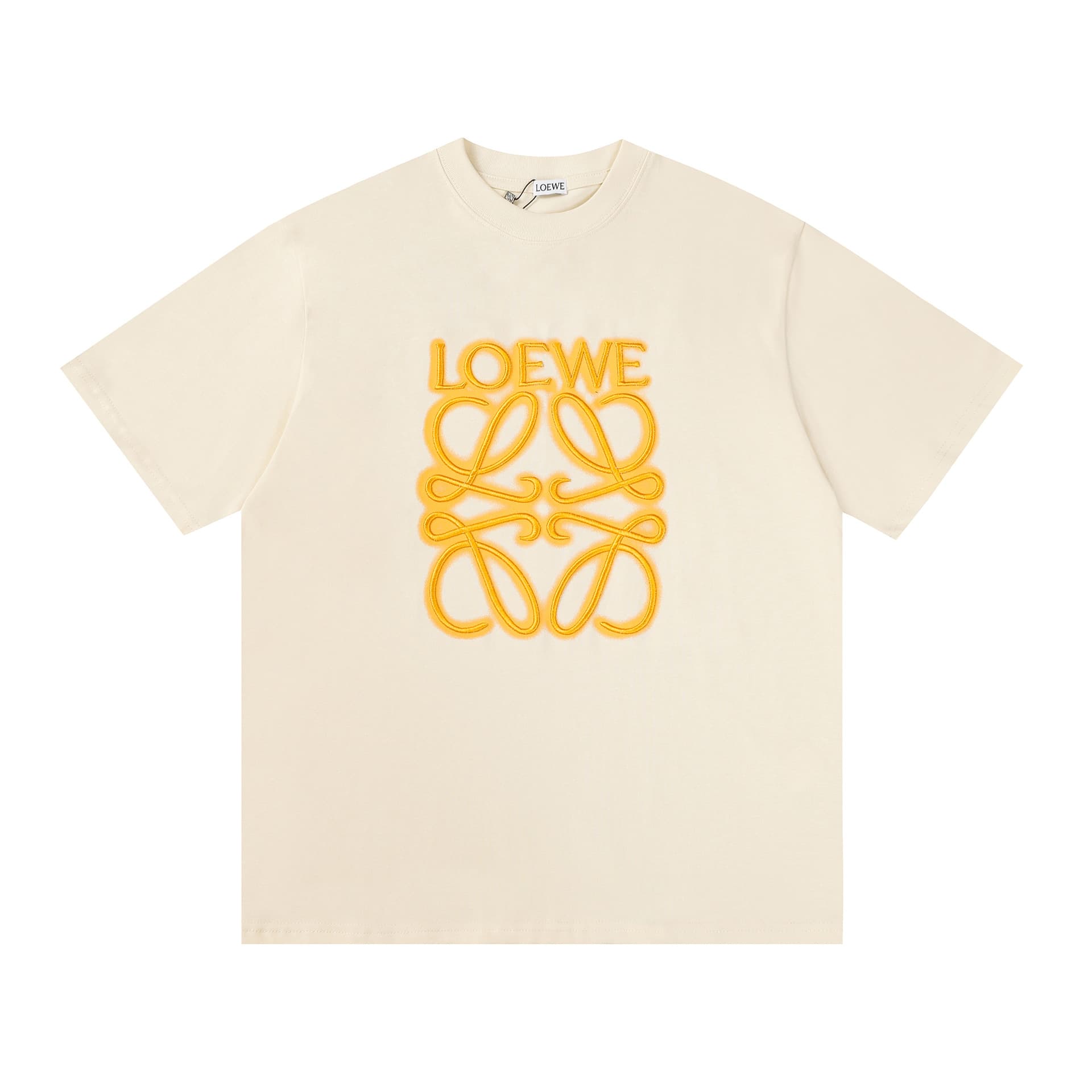 Cross-border 26SS High Version Luo Jia LOEWE Classic HELLO Summer Pure Cotton Round Neck Short Sleeve T-Shirt for Men and Women