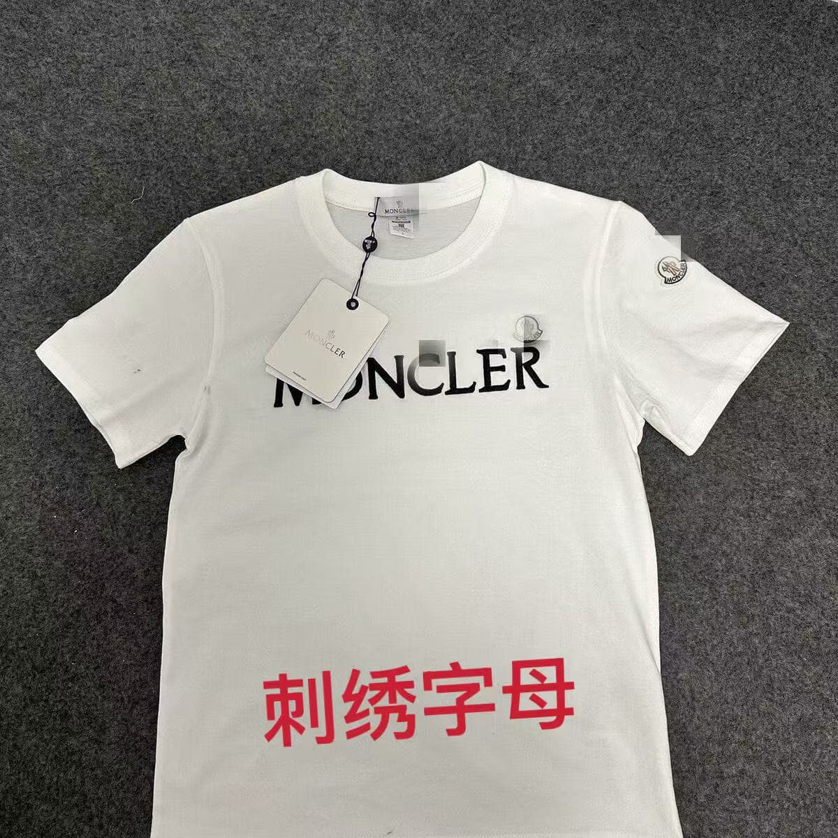 Cross-Border Men New Moncler K Label Cotton T-Shirt Embroidered Trendy Round Neck Casual Loose Light Luxury