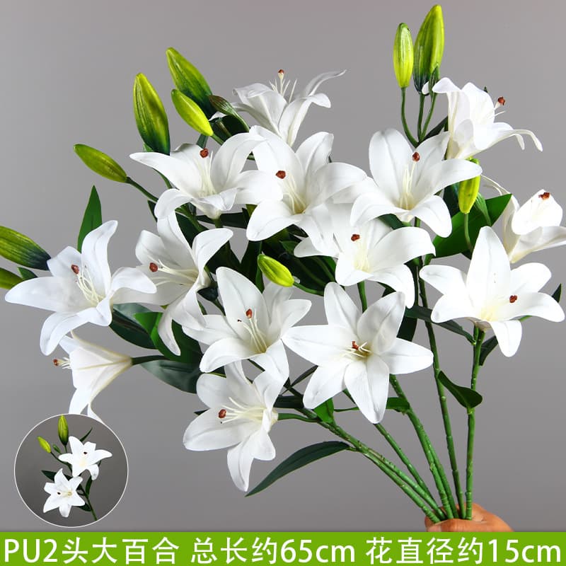 Wedding Artificial Flowers 3D Hand Lily Plastic Fake Flowers PU Orchid Wedding Hall Decoration