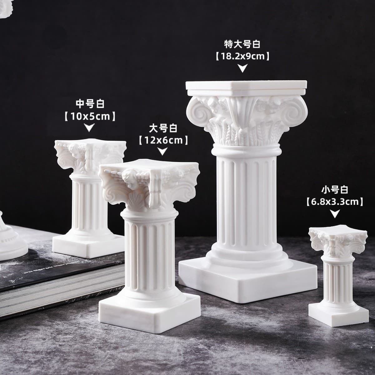 White Gold Black Nordic Roman Column Candle Holder Photo Prop Background Home Living Room Table Decoration Ornament