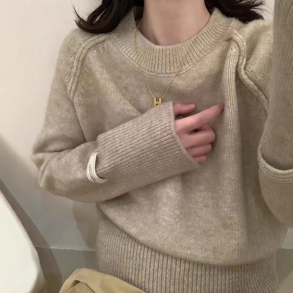 New Autumn/Winter Women's Pullover Sweater, Thickened High-Waist Pants, Fashionable Casual Raglan Sleeve Round Neck Top