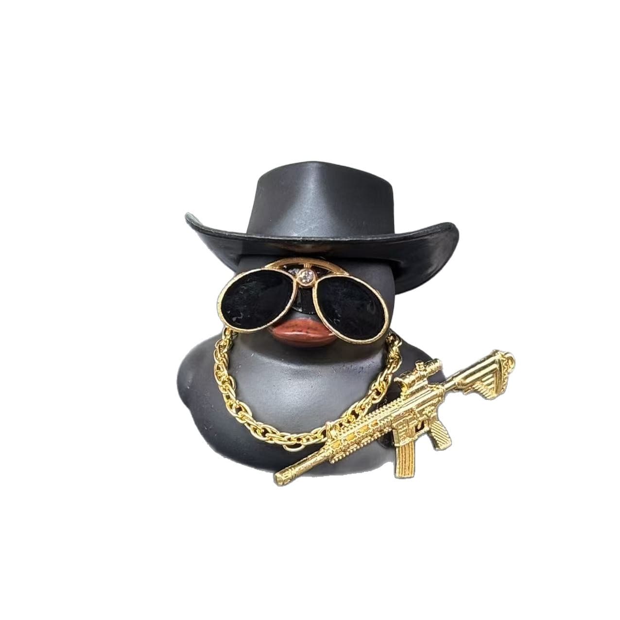 Sunglasses Black Duck Car Decoration with Gold Chain Gun Cool Car Interior Creative Accessories