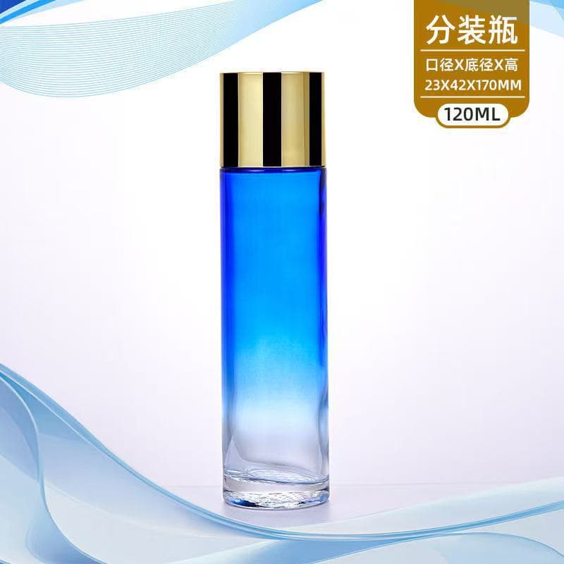 40ml Gradient Blue Cosmetic Bottle Glass Cream Bottle Press Lotion Bottle Thickened Skin Care Products Empty Bottle Cream