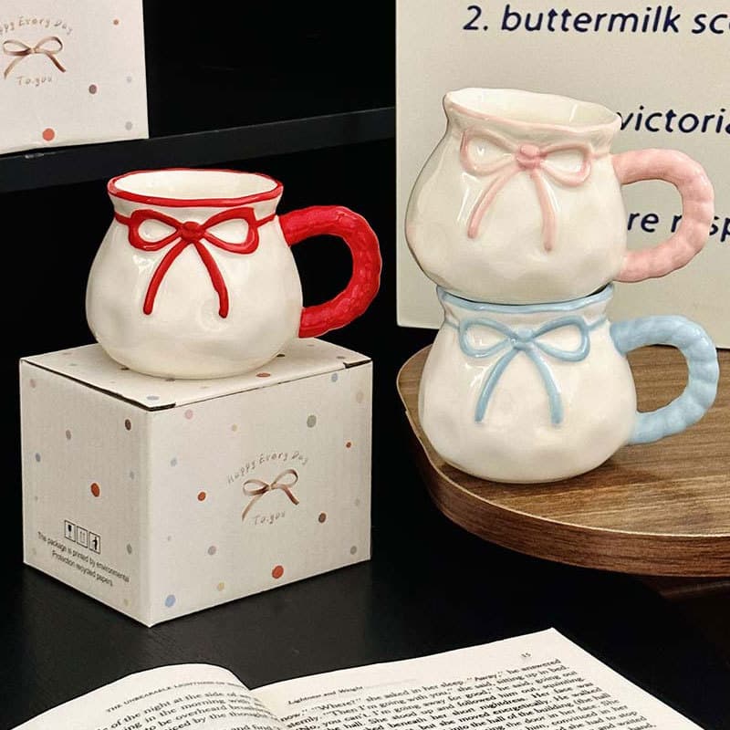 Mini Fortune Bag Ceramic Cup, New Year Gift Mug, Creative Water Cup, Home Spring Festival Decoration