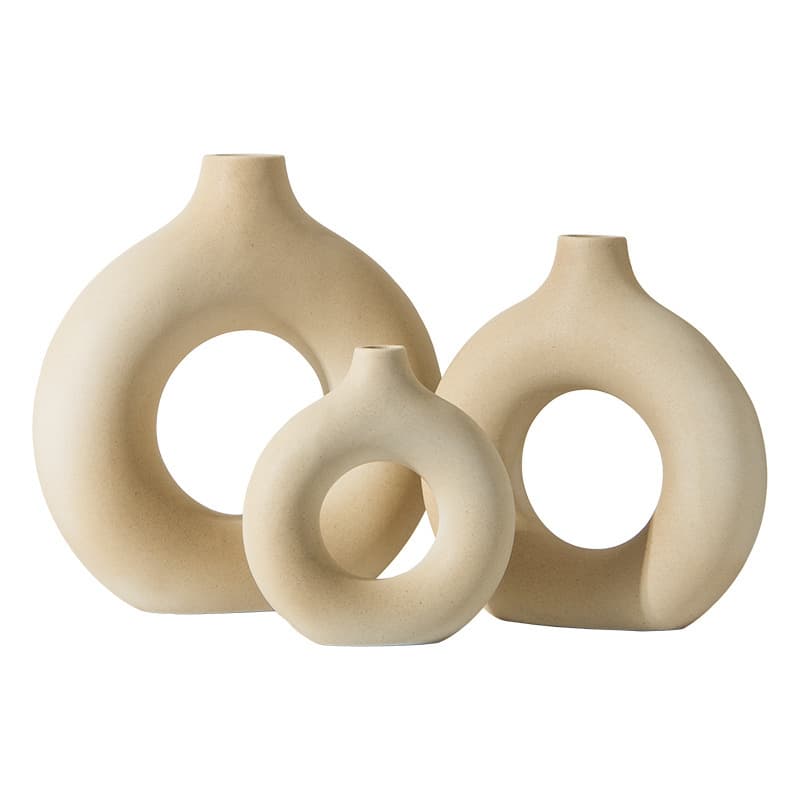 Ceramic Vase Round Vase Flower Vase Ceramic Decorative Creative Ceramic Vase Set Cross-border Vase Ceramic