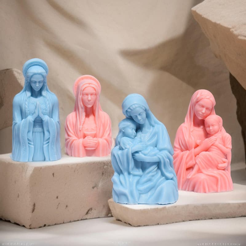 Left Hand Holding Child Goddess Statue Gypsum Silicone Mold DIY Scented Candle Resin Mold