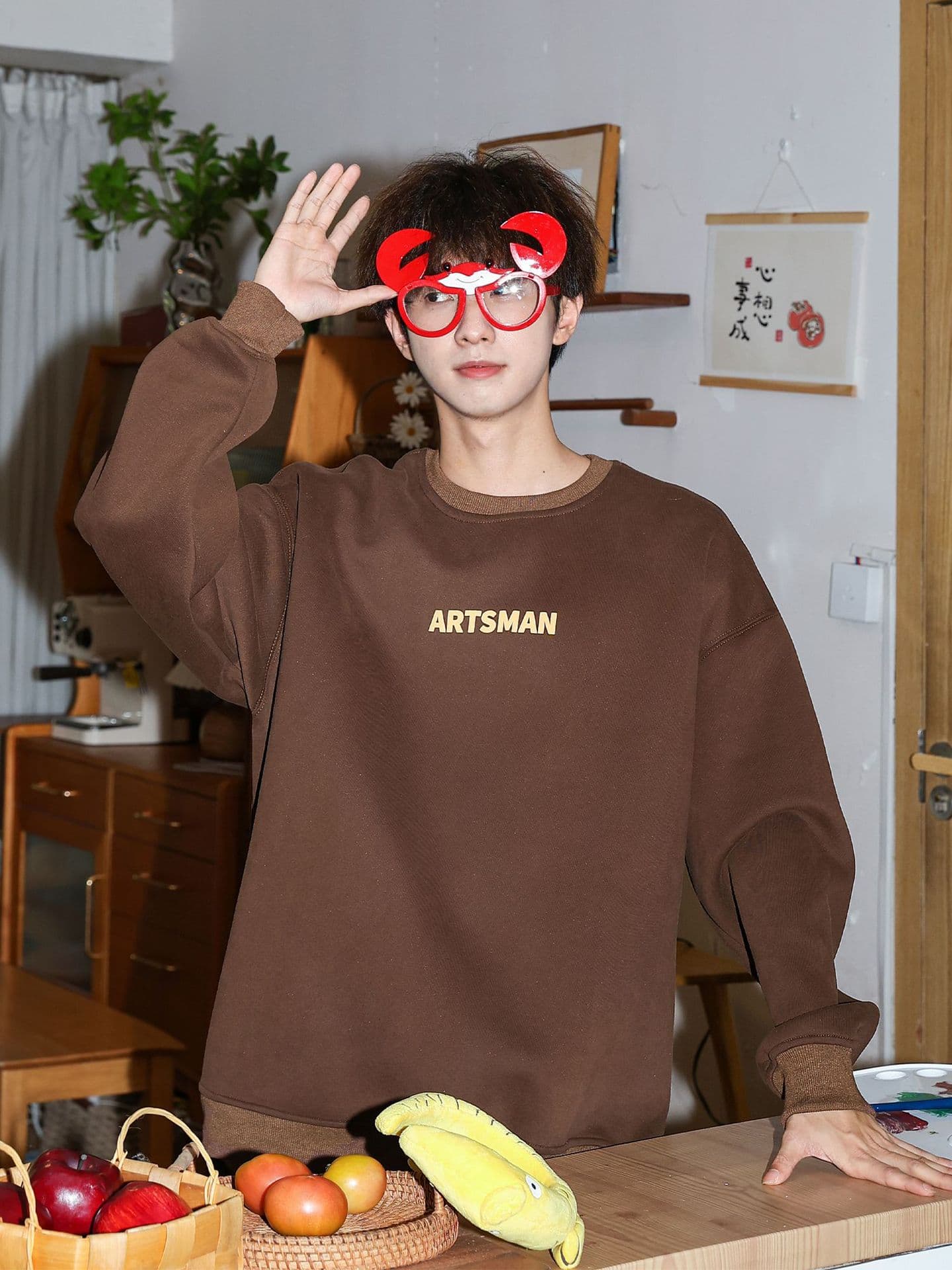 Factory Direct 250g Heavyweight Printed Fleece Sweatshirt Men Autumn Winter Japanese Sport Pullover