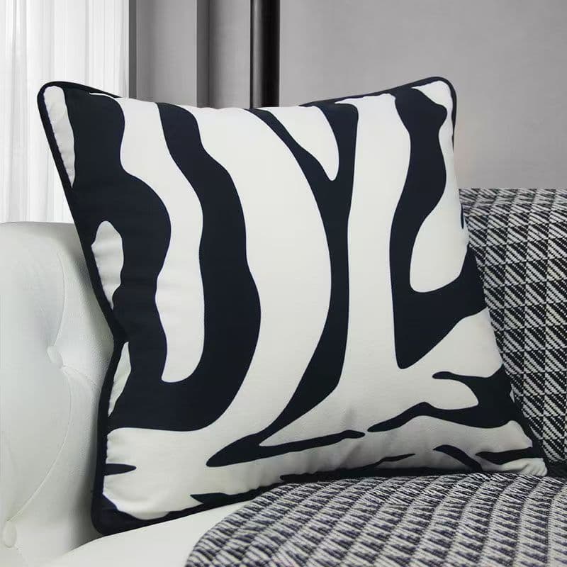 Black and White Zebra Pattern Pillow Case Modern Scandinavian Style Living Room Sofa Cushion Car Chair Bedside Waist Pillow Backrest