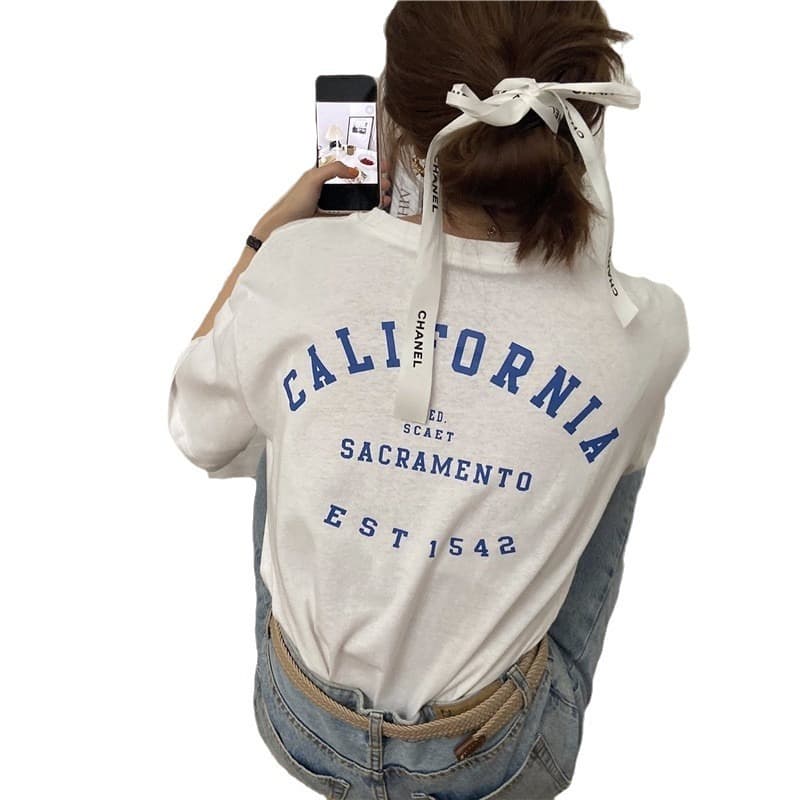 American-style Short-sleeved T-shirt Women's 2025 Summer Students Loose Korean-style Trendy Instagram Style Casual Slimming Street Top