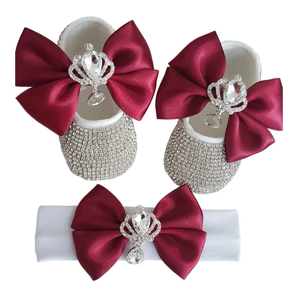 Foreign trade new baby shoes Crystal Diamond baby shoes toddler soft bottom set children's one-year-old princess skirt shoes