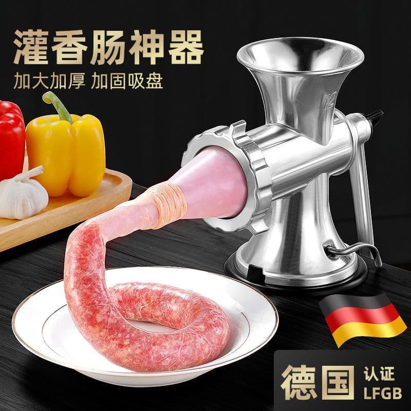 Manual meat grinder for home use, hand-cranked meat grinder, sausage machine, sausage stuffer, meat filling jar, meat sausage