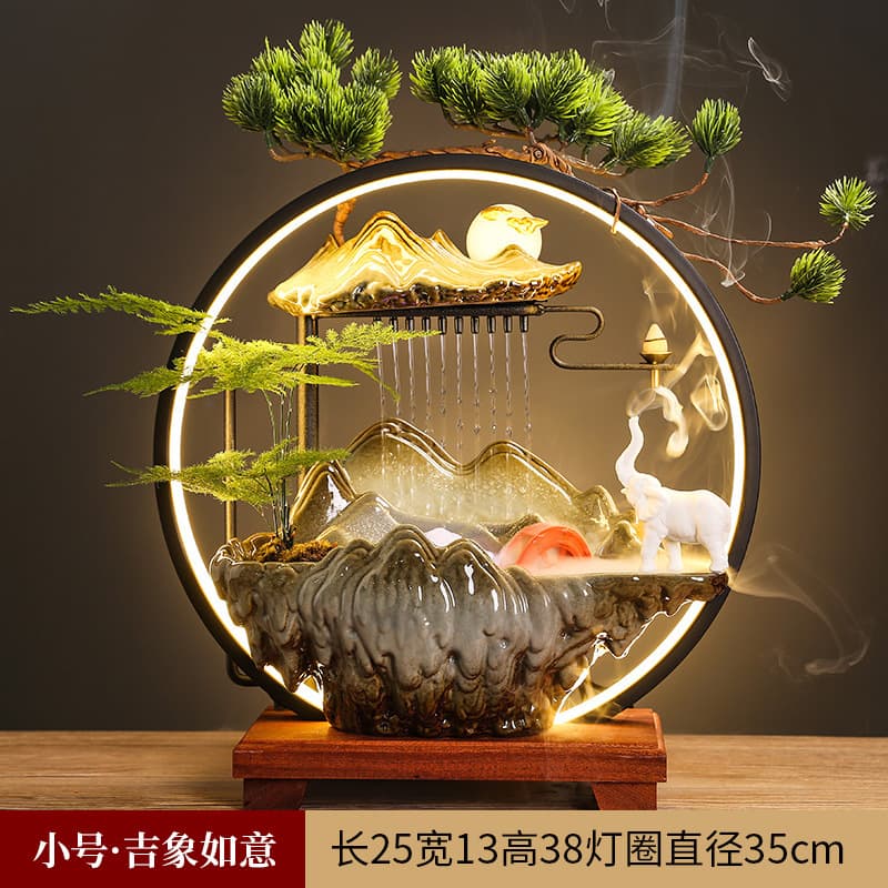 Creative flowing water ornaments, circulating water for wealth and prosperity, tea table, living room, office desktop decorations, opening ceremony gifts.