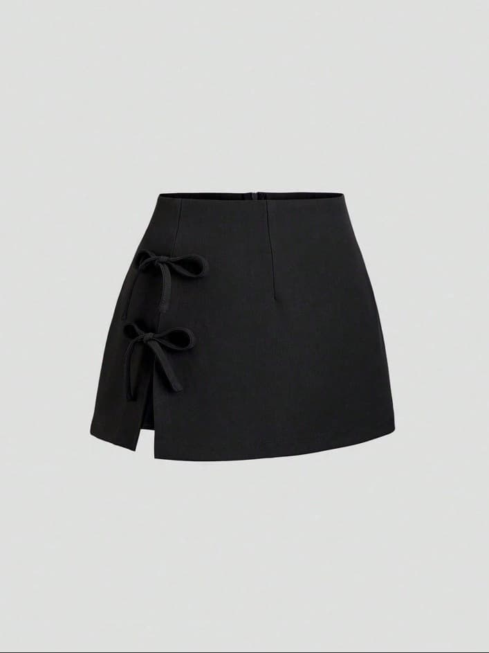 European American Fashion Sexy Slim Mini Skirt with Bow and Slit