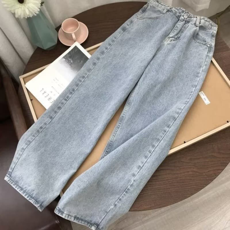 2024 Retro Straight Loose Jeans for Men Spring Autumn New Ins Streetwear High Street Wide Leg Casual Long Pants