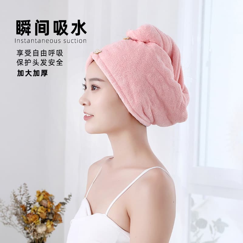 New style women's double-layer hair drying cap, highly absorbent, lint-free, no-blow shower cap, perfect for students, quick-drying double-layer hair towel.